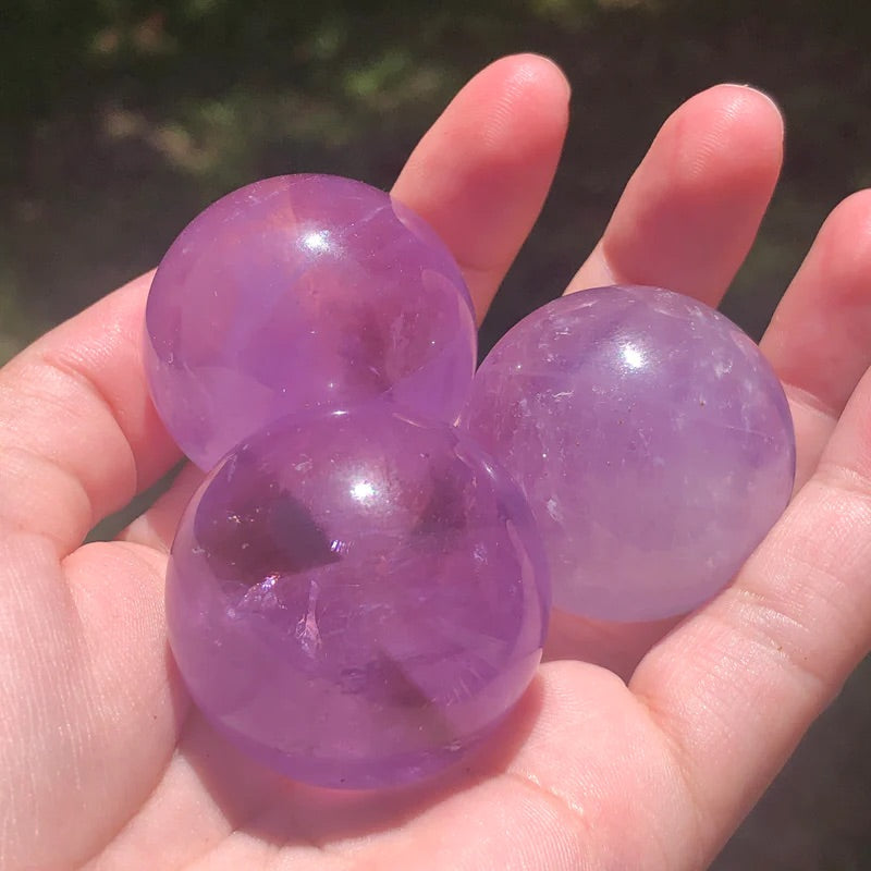 Natural Crystal Sphere amethyst clear quartz rose small (1 inch, eco) to medium (1.5 inch ,4cm)