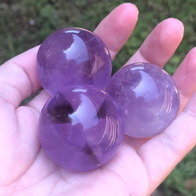 Natural Crystal Sphere amethyst clear quartz rose small (1 inch, eco) to medium (1.5 inch ,4cm)