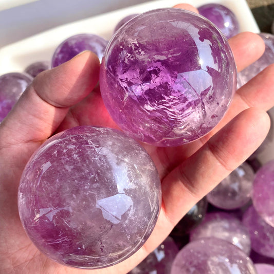 Natural Crystal Sphere amethyst clear quartz rose small (1 inch, eco) to medium (1.5 inch ,4cm)