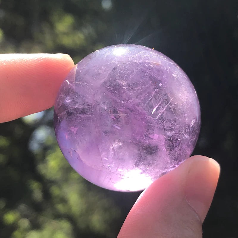 Natural Crystal Sphere amethyst clear quartz rose small (1 inch, eco) to medium (1.5 inch ,4cm)