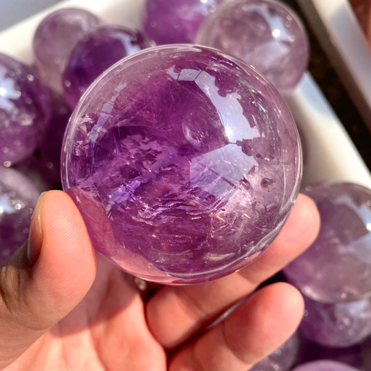 Natural Crystal Sphere amethyst clear quartz rose small (1 inch, eco) to medium (1.5 inch ,4cm)