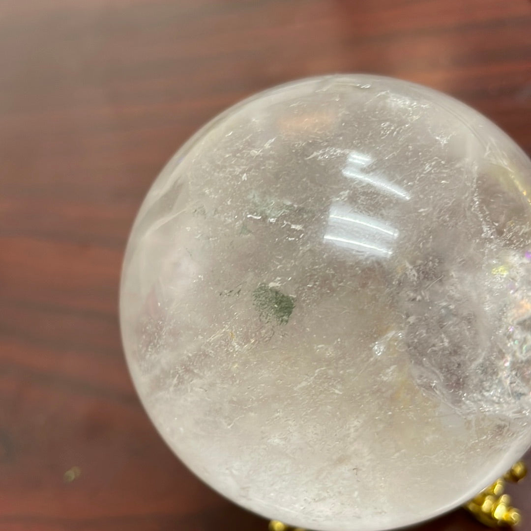 Green phantom clear quartz sphere