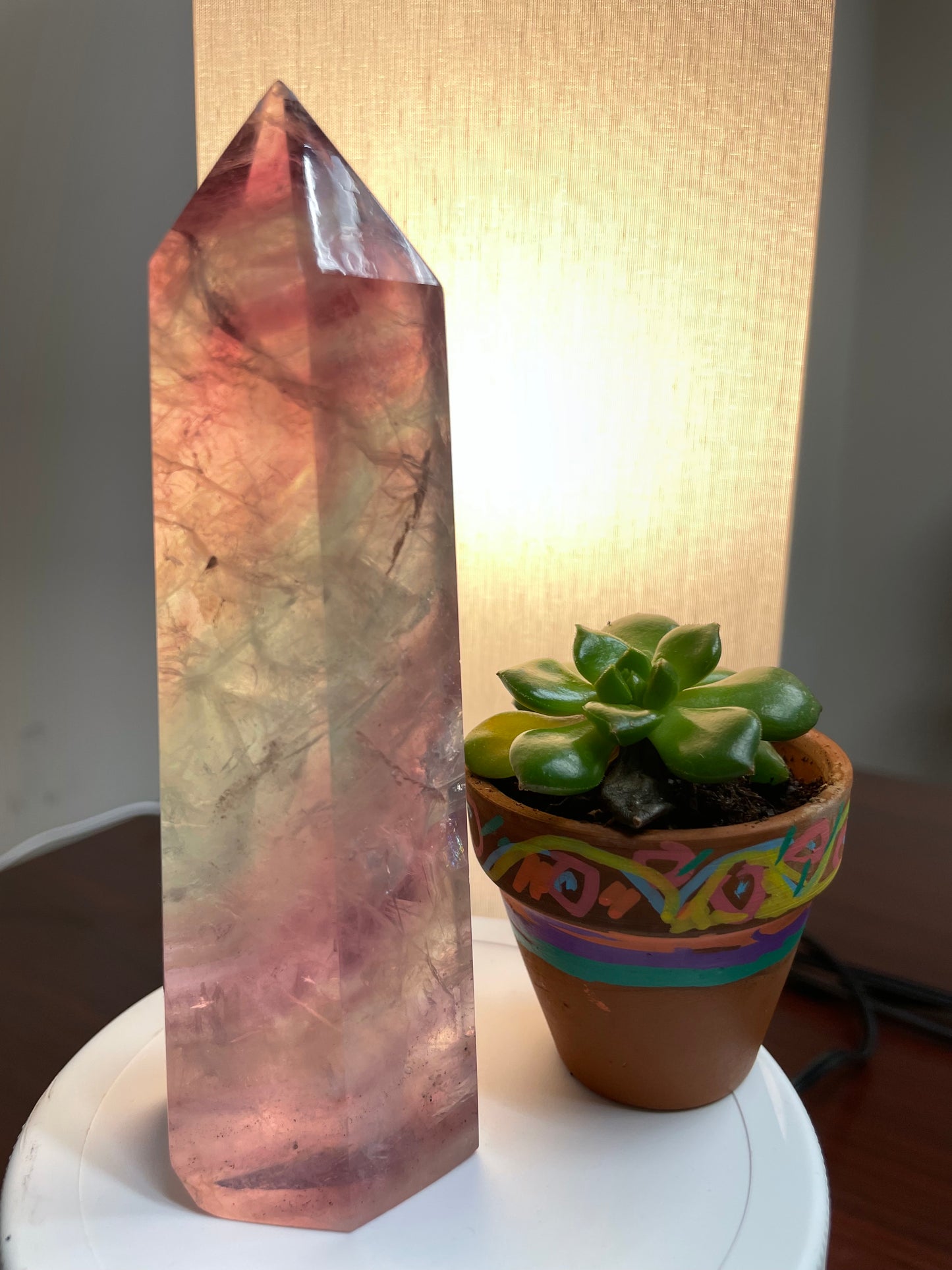 Watermelon fluorite tower SUPER CLARITY RARE thousands of layers phamton