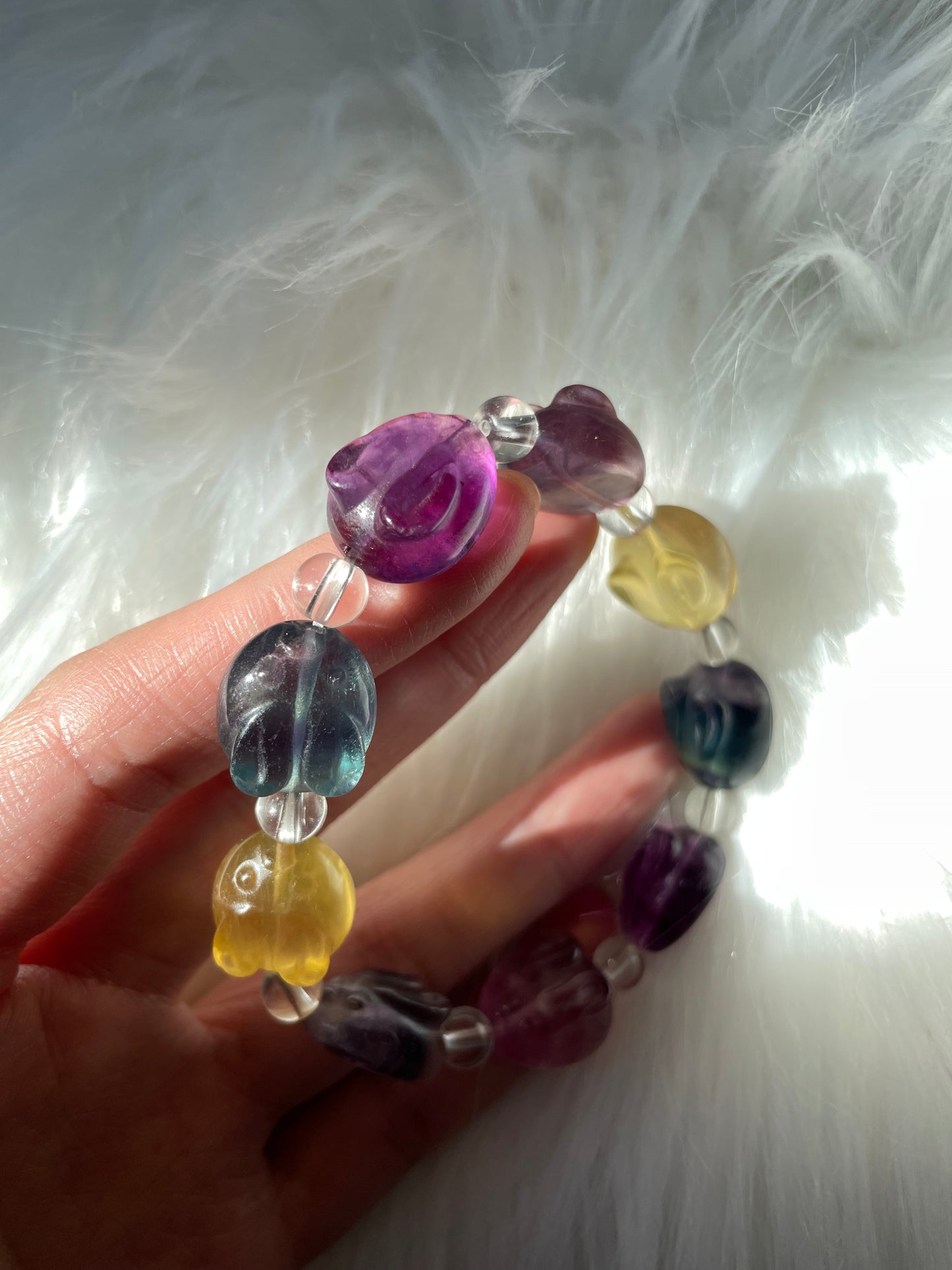 Bunny rainbow fluorite bracelet