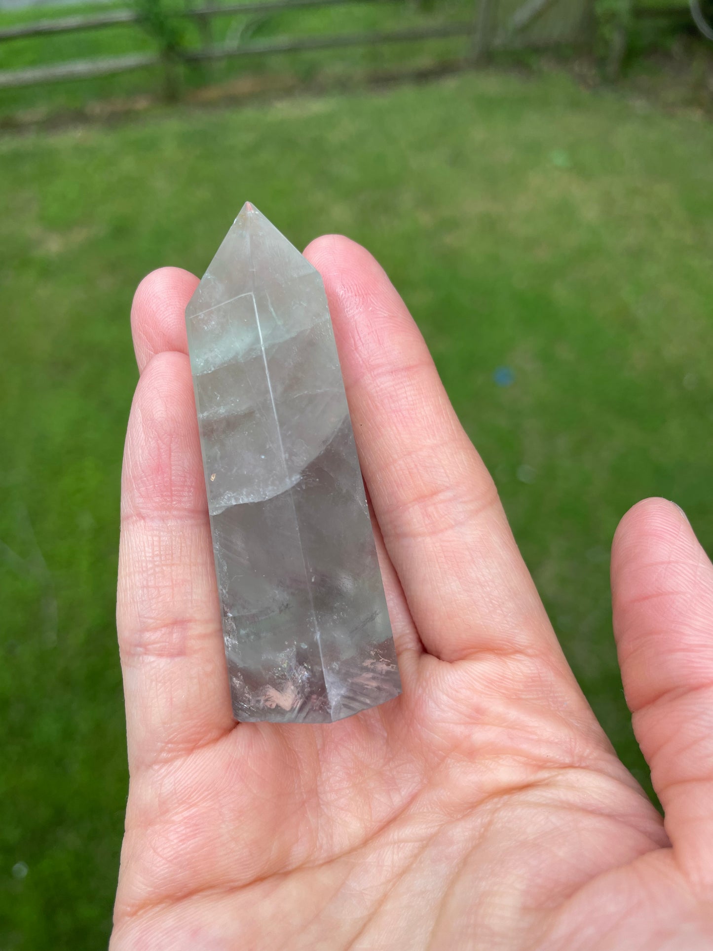 Phantom Light blue fluorite crystal tower