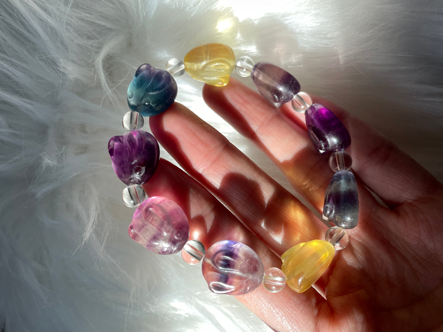 Bunny rainbow fluorite bracelet