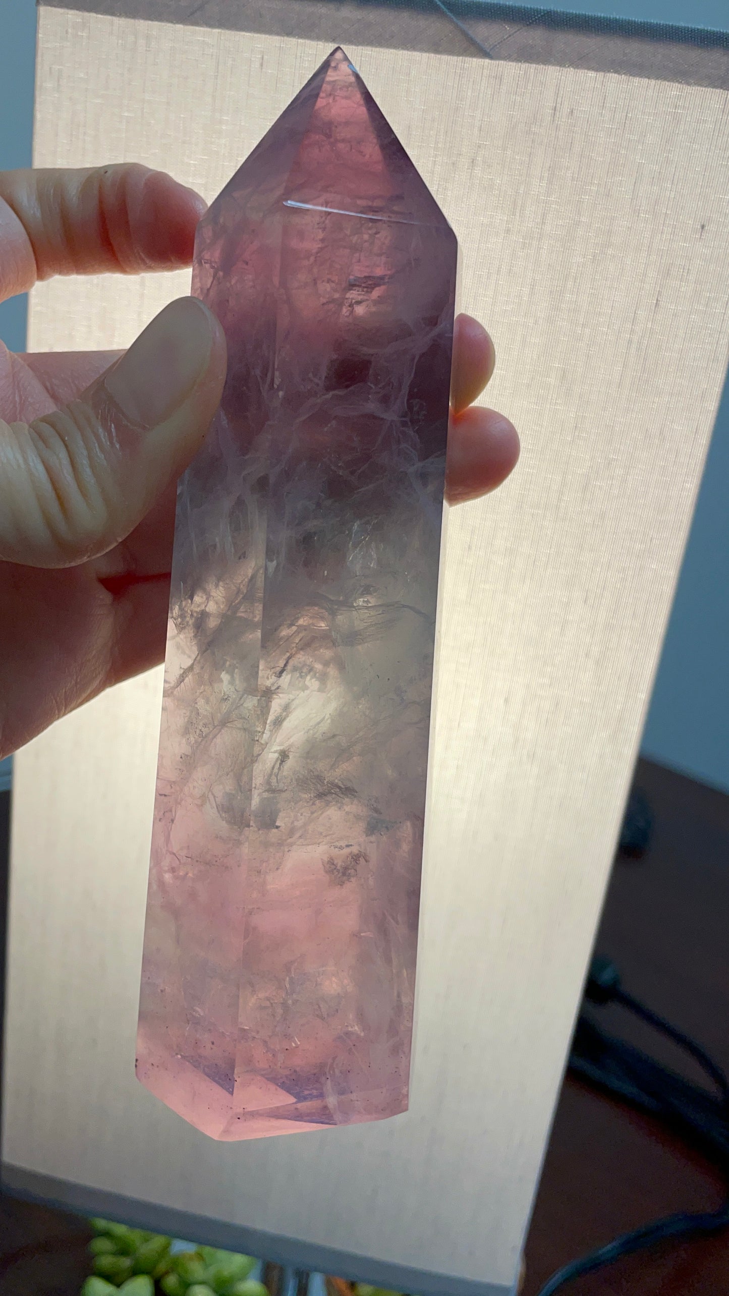 Watermelon fluorite tower SUPER CLARITY RARE thousands of layers phamton