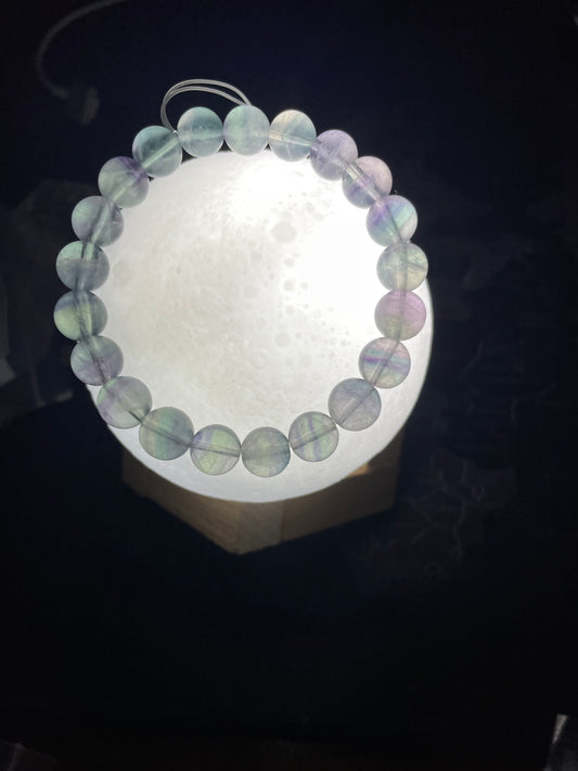 🦄🌈HIGH grade Rainbow Thousands Of Layers Dreamy Color Fluorite Crystal Bracelet