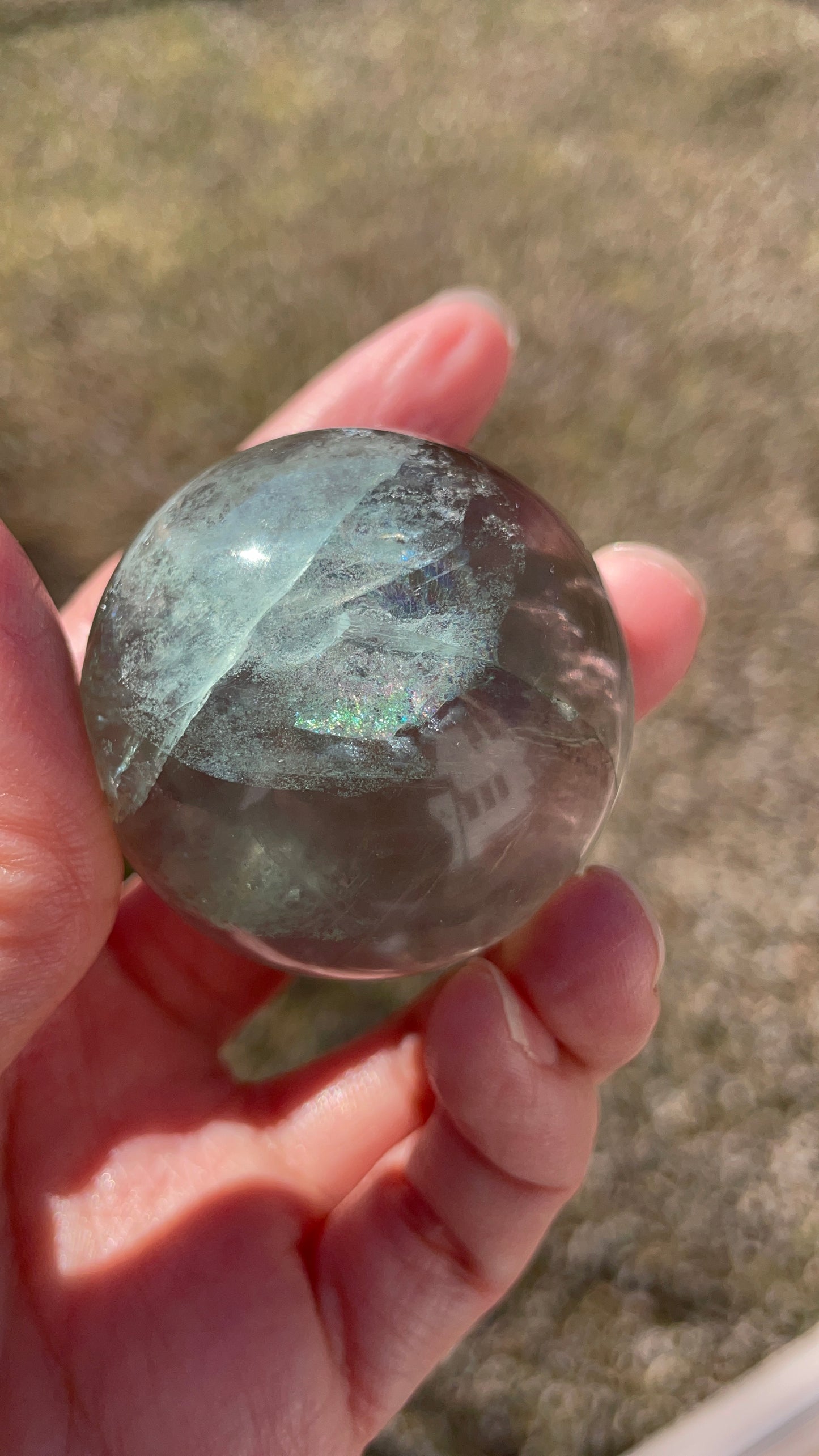 Watermelon Phantom Fluorite Crystal Sphere