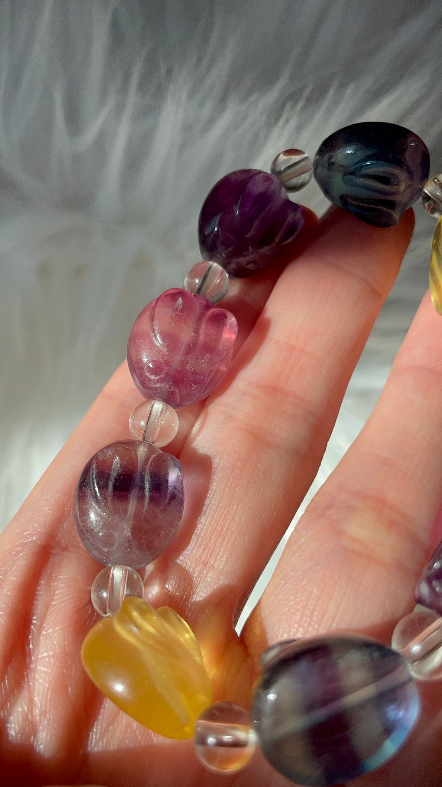 Bunny rainbow fluorite bracelet